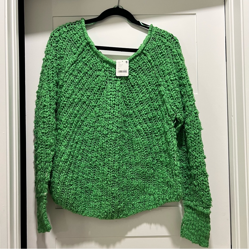 Free People Lime Green Knit Sweater